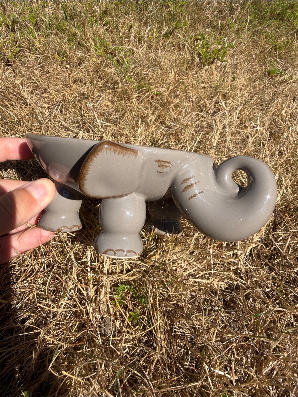 Home Essentials Taupe Ceramic Elephant Planter/ serving dish (Hard to find )